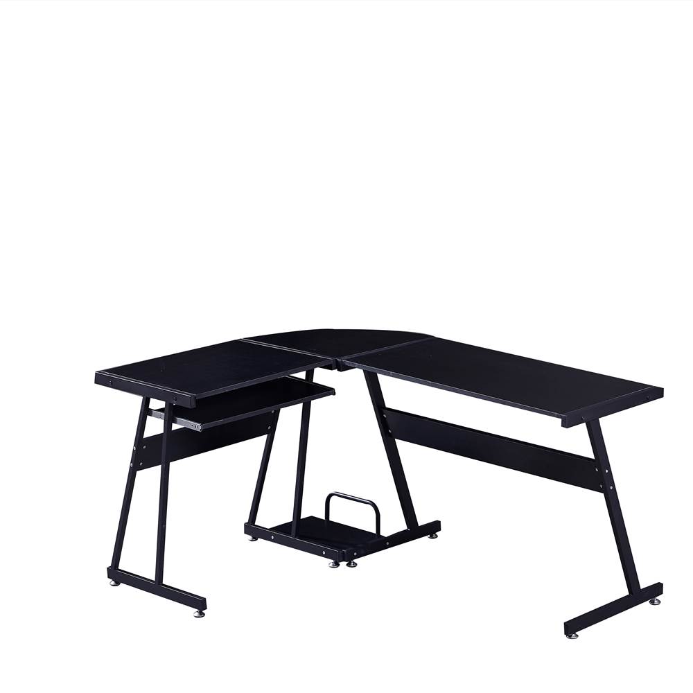 Home Office L Shaped Computer Desk With Keyboard Tray Black 1879