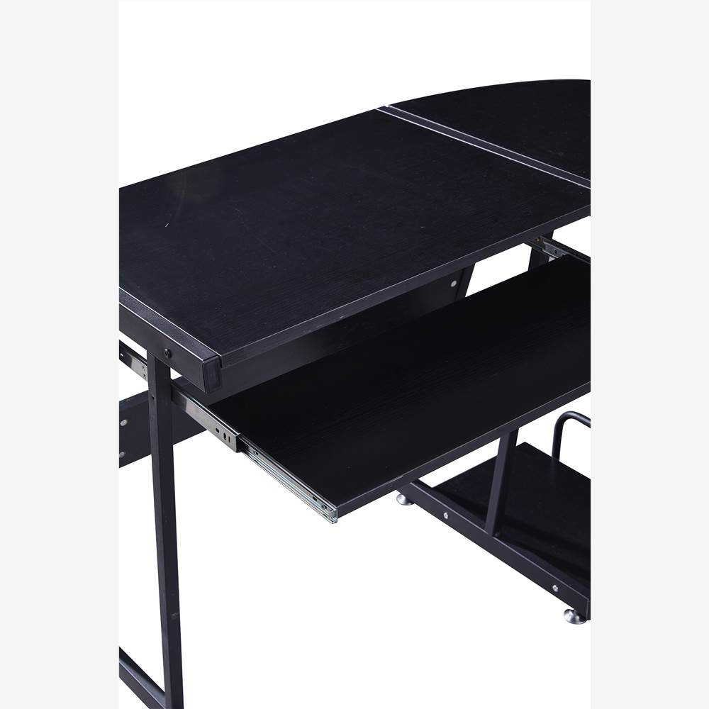 Home Office LShaped Computer Desk with Keyboard Tray Black
