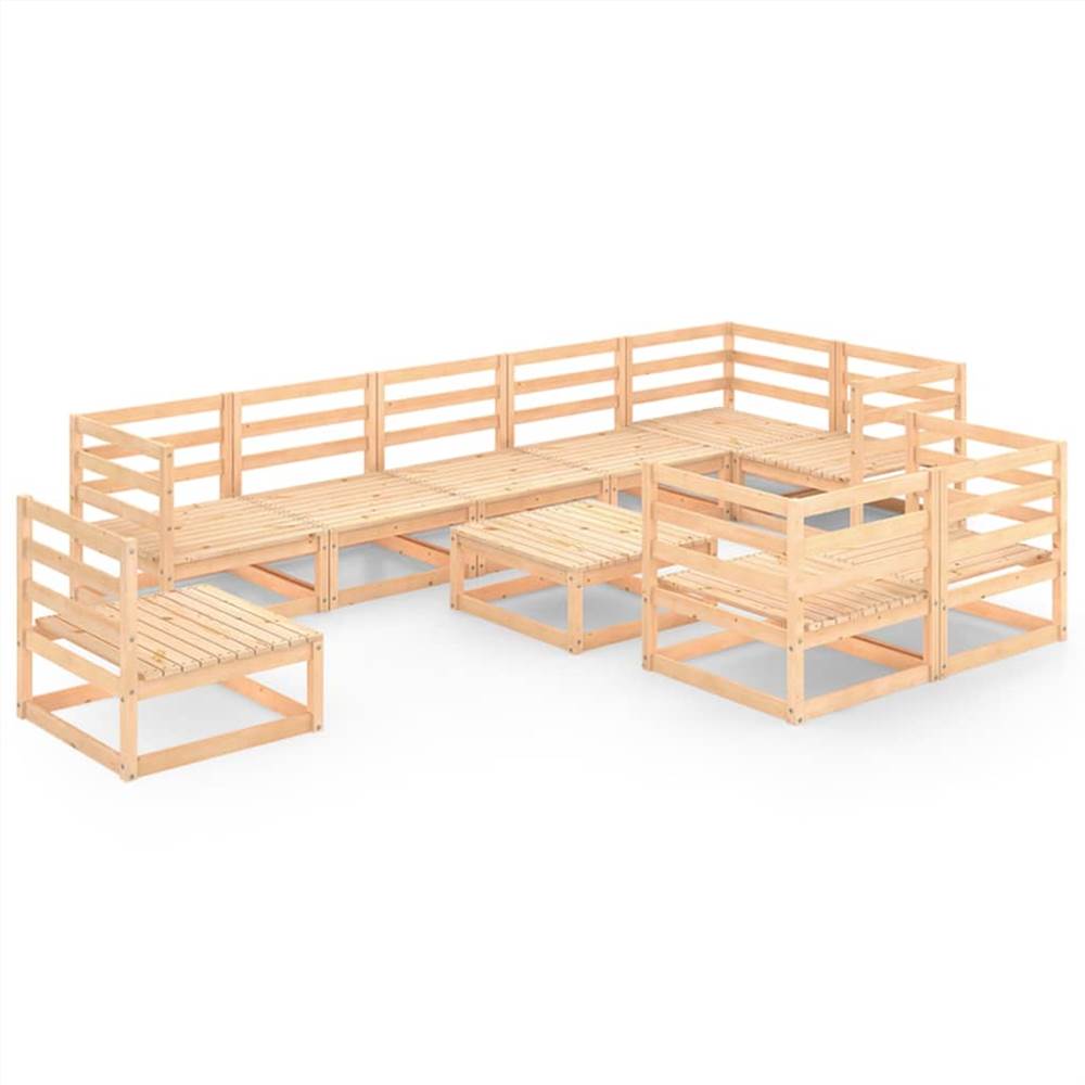 

10 Piece Garden Lounge Set Solid Pinewood