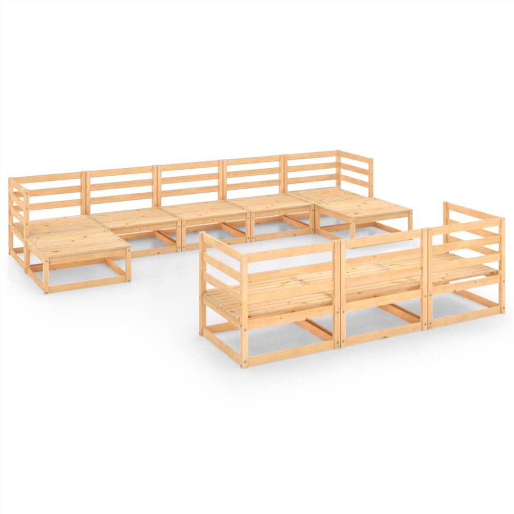 

10 Piece Garden Lounge Set Solid Pinewood