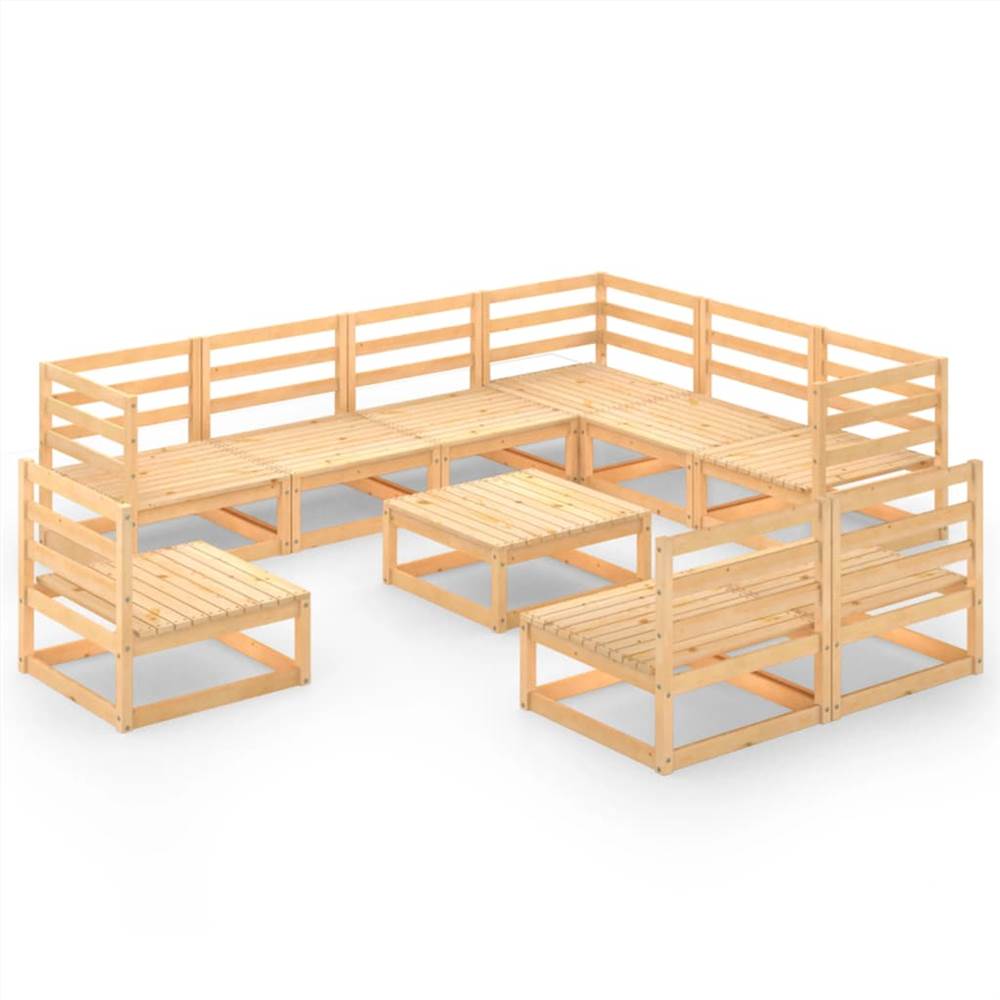 

10 Piece Garden Lounge Set Solid Pinewood