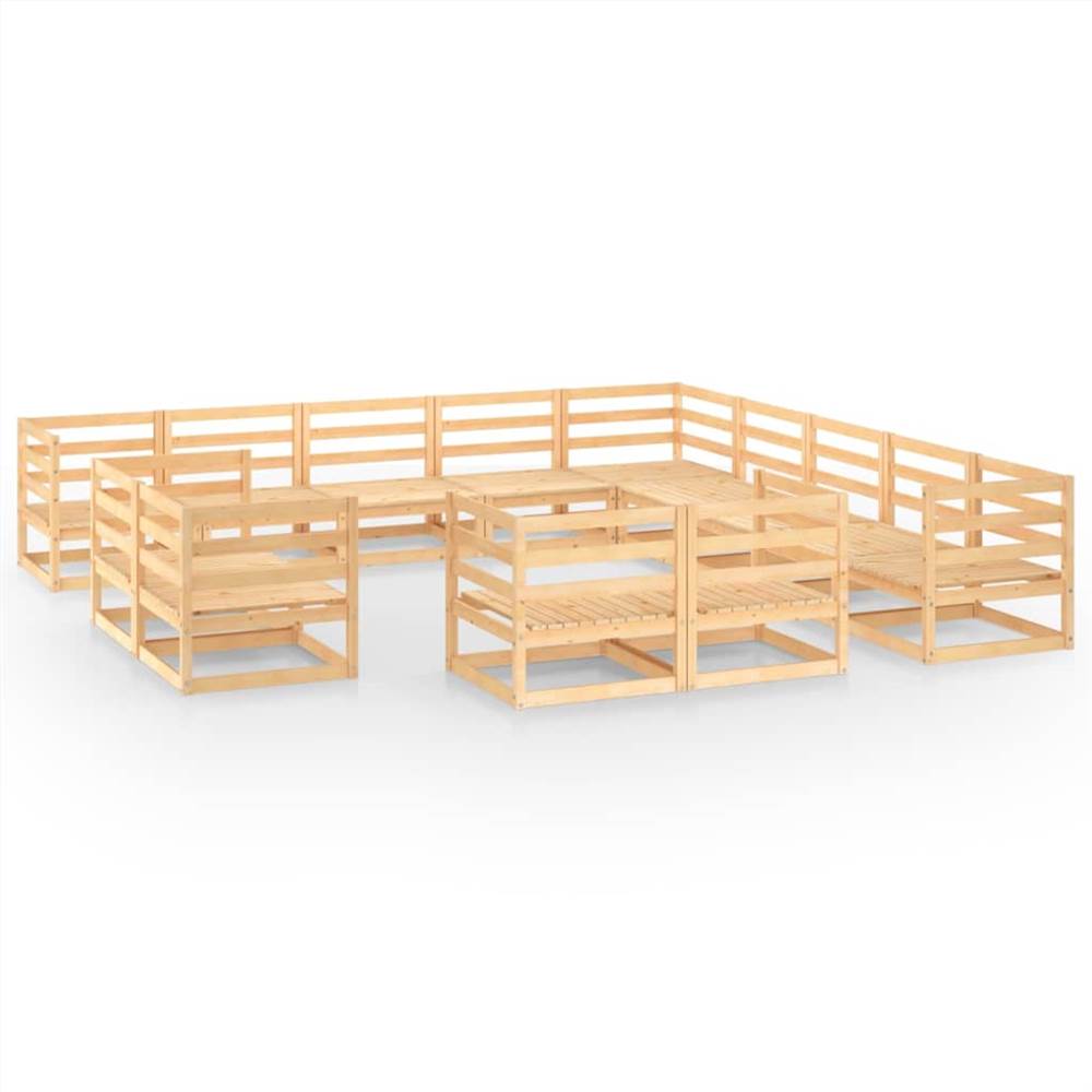 

13 Piece Garden Lounge Set Solid Pinewood