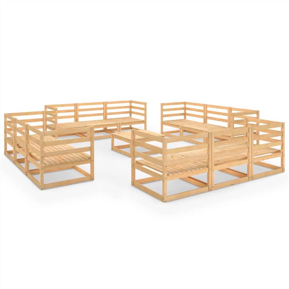 

13 Piece Garden Lounge Set Solid Pinewood