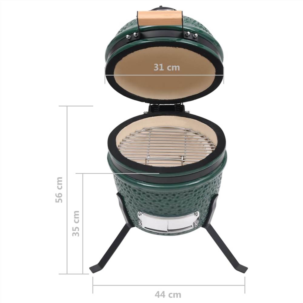 2-in-1 Kamado Barbecue Grill Smoker Ceramic 56 cm Green