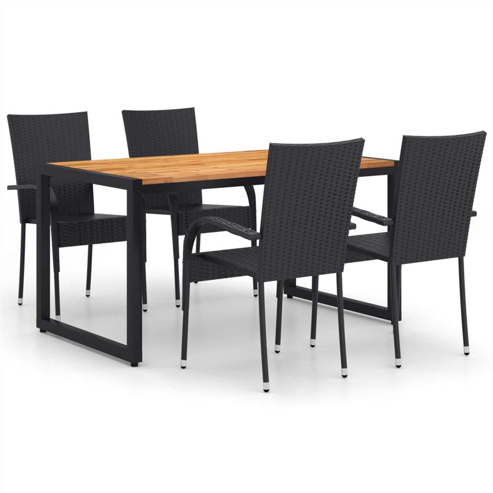 

5 Piece Garden Dining Set Black