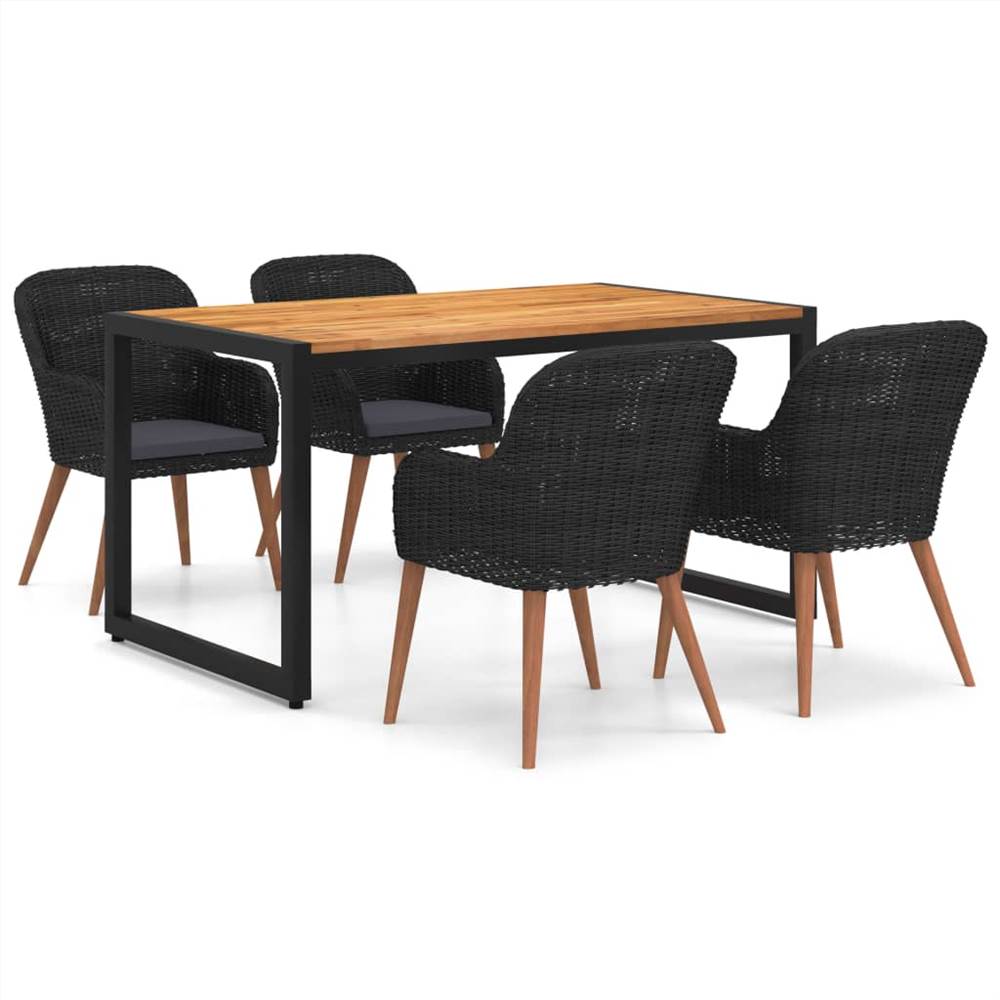

5 Piece Garden Dining Set Black