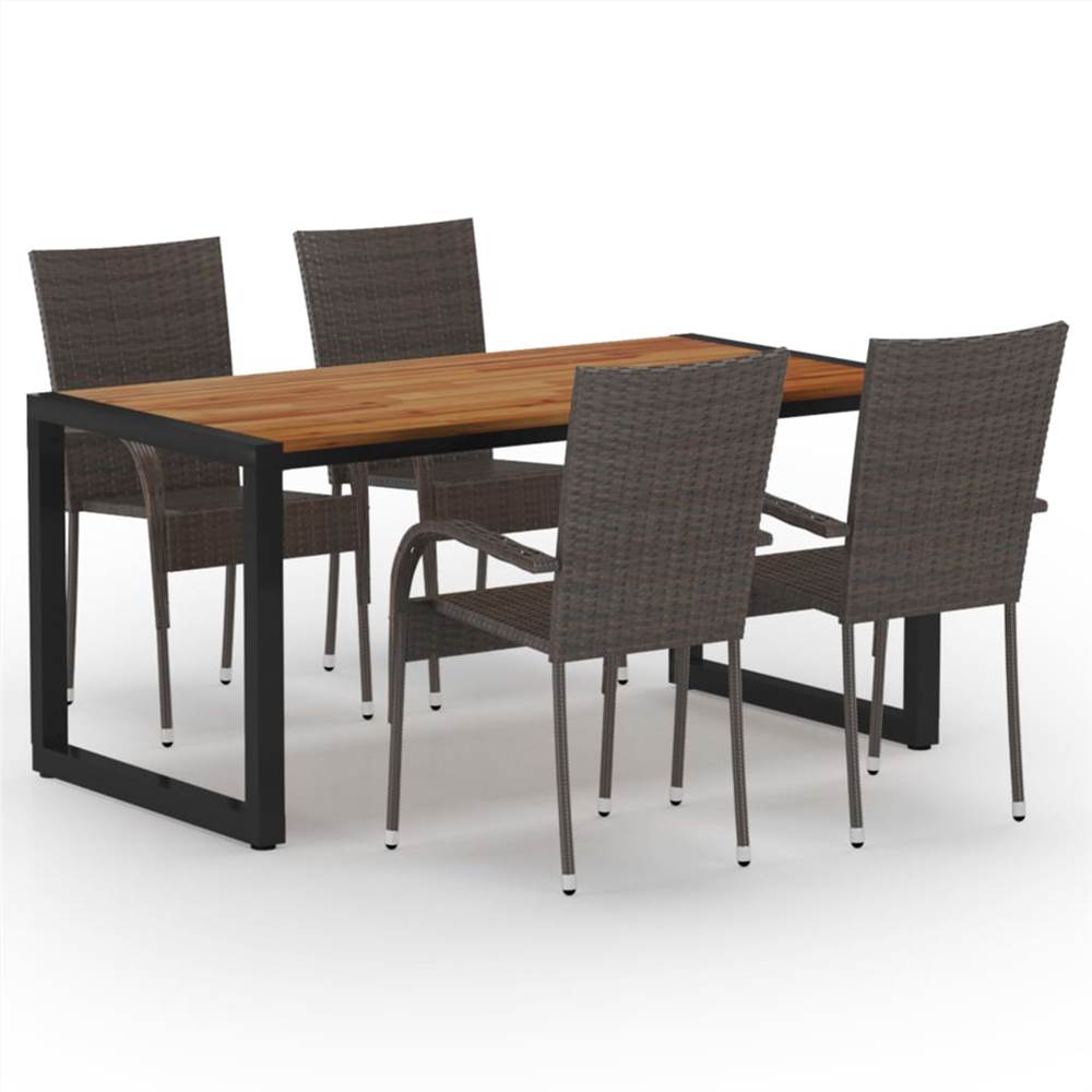 

5 Piece Garden Dining Set Brown