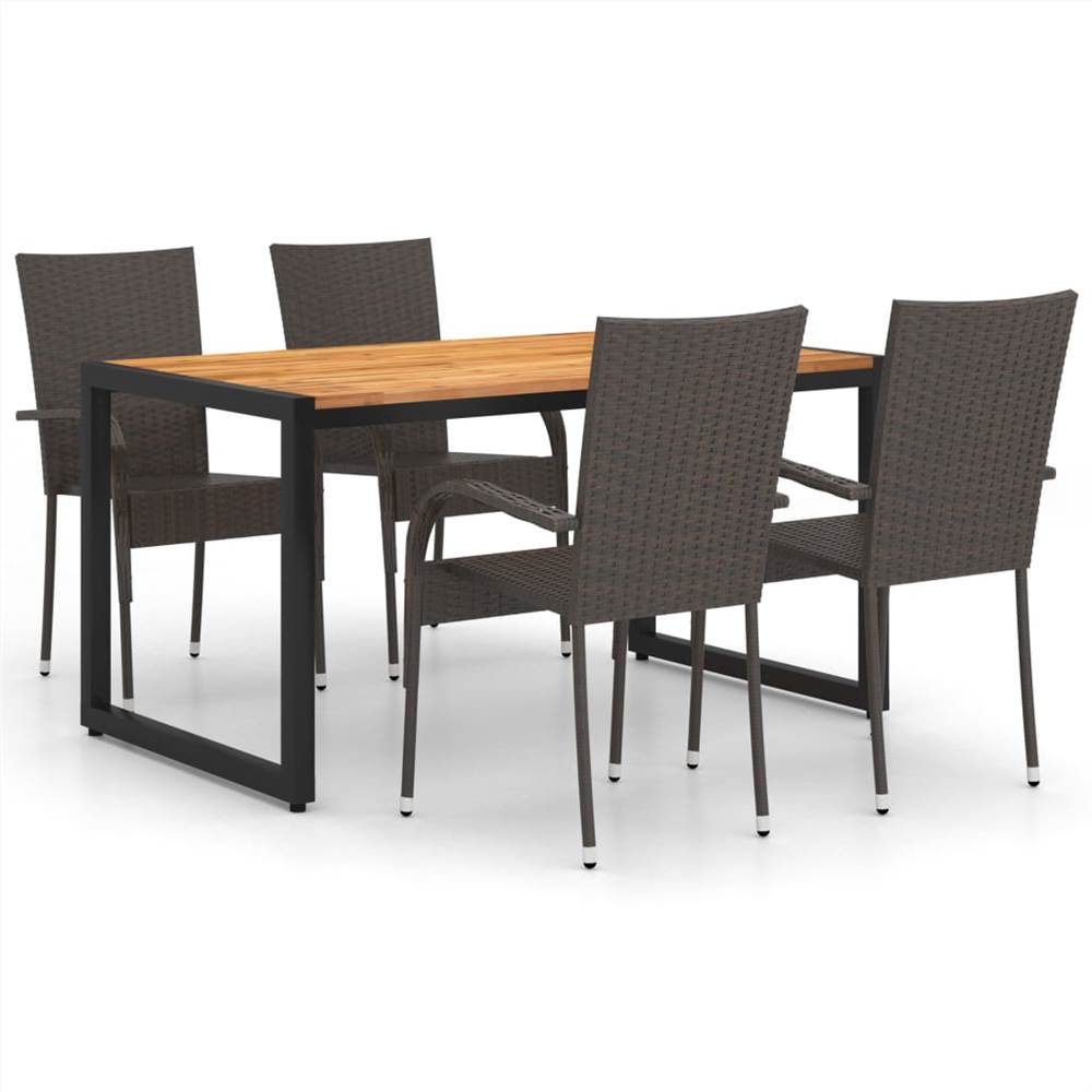 

5 Piece Garden Dining Set Brown