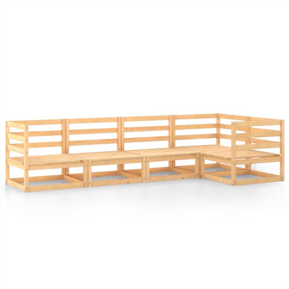 

5 Piece Garden Lounge Set Solid Pinewood