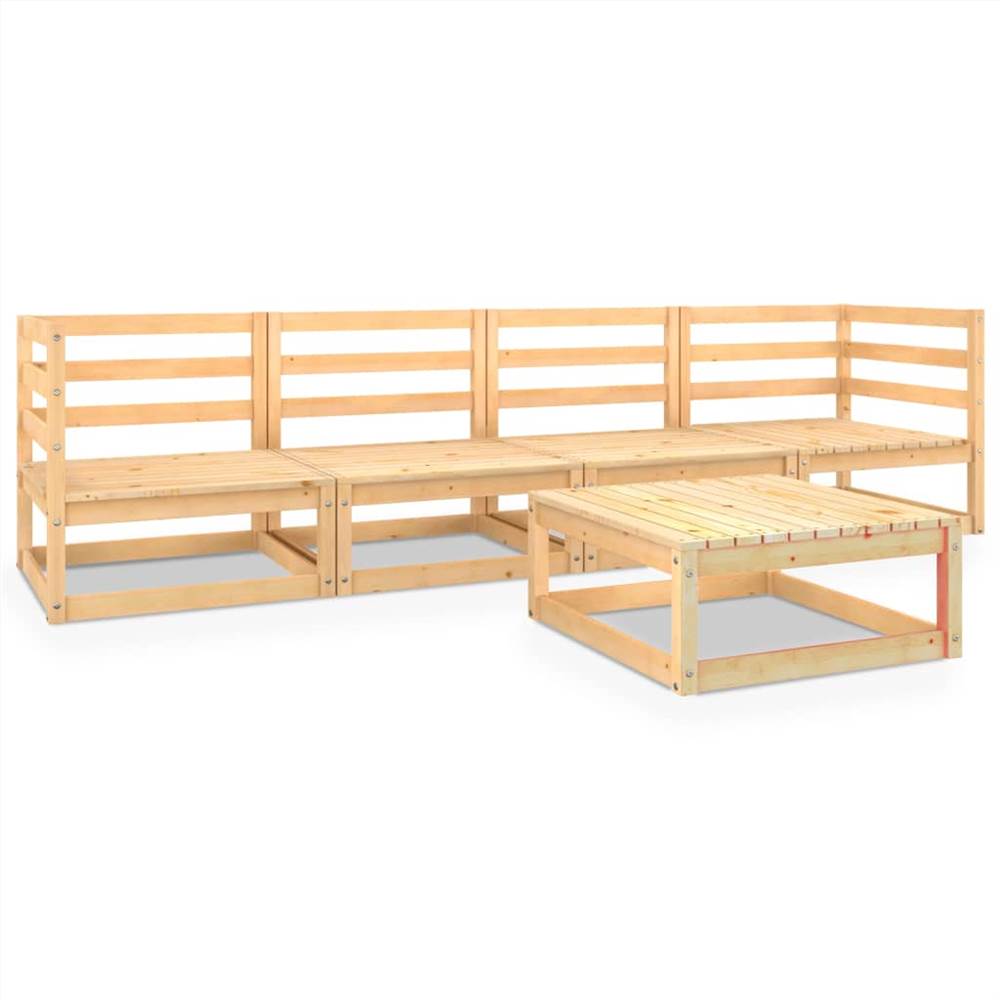 

5 Piece Garden Lounge Set Solid Pinewood
