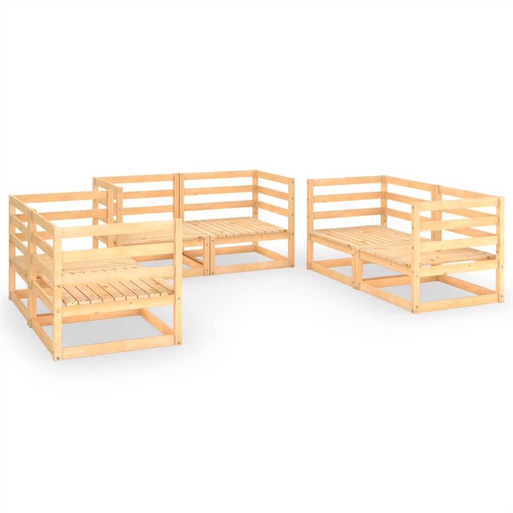 

6 Piece Garden Lounge Set Solid Pinewood