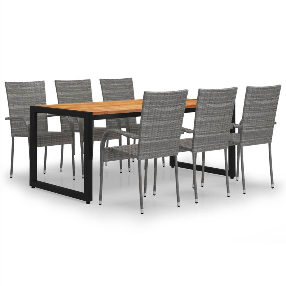

7 Piece Garden Dining Set Grey