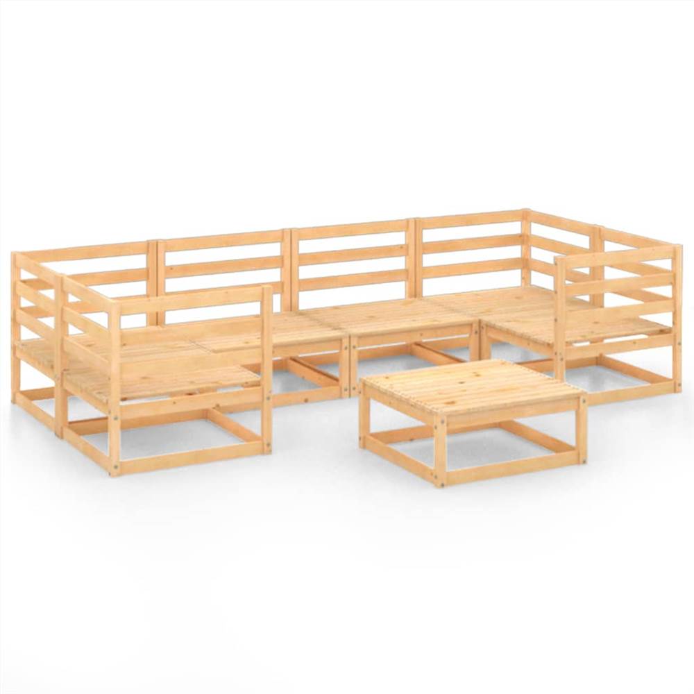 

7 Piece Garden Lounge Set Solid Pinewood