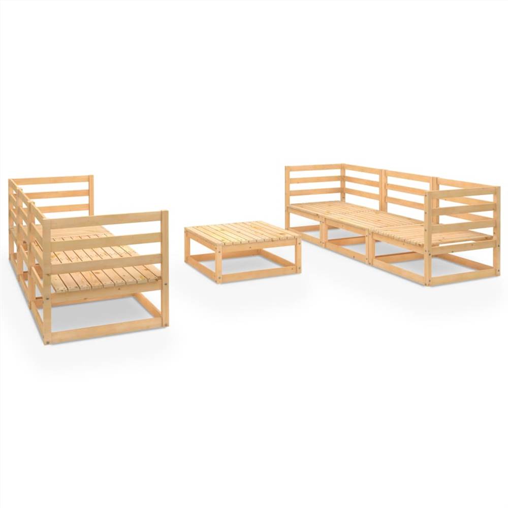 

7 Piece Garden Lounge Set Solid Pinewood