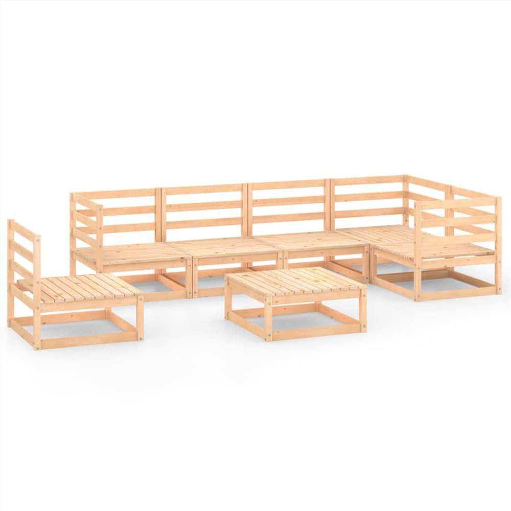 

7 Piece Garden Lounge Set Solid Pinewood