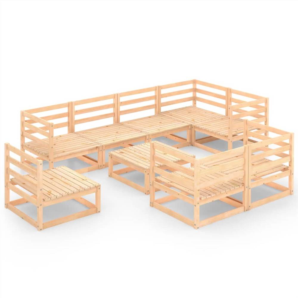 

9 Piece Garden Lounge Set Solid Pinewood