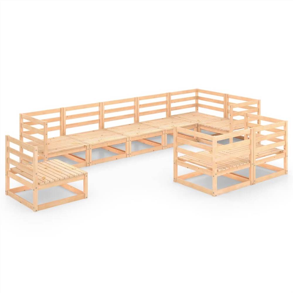 

9 Piece Garden Lounge Set Solid Pinewood