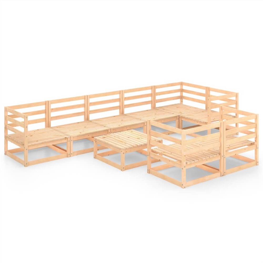 

9 Piece Garden Lounge Set Solid Pinewood