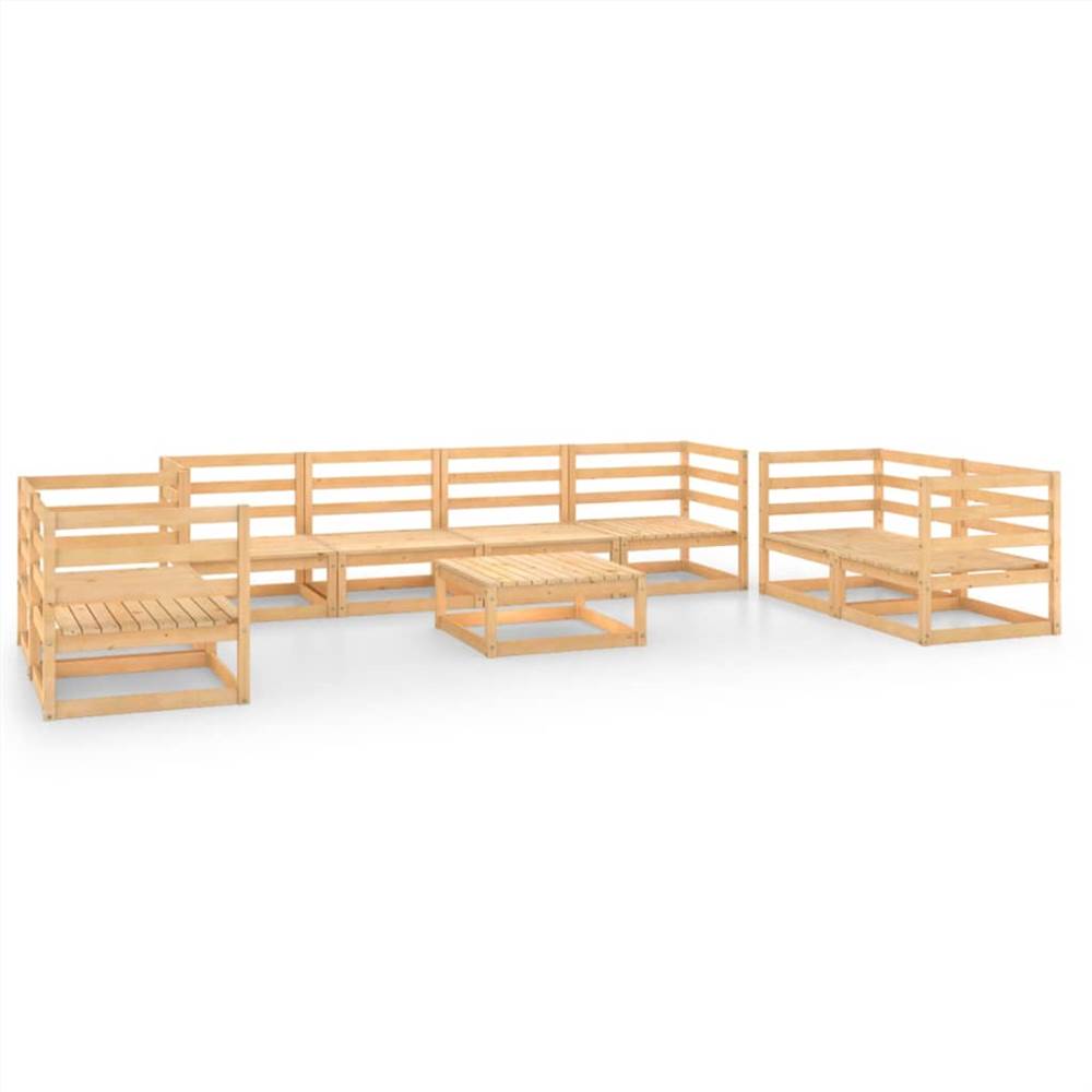 

9 Piece Garden Lounge Set Solid Pinewood