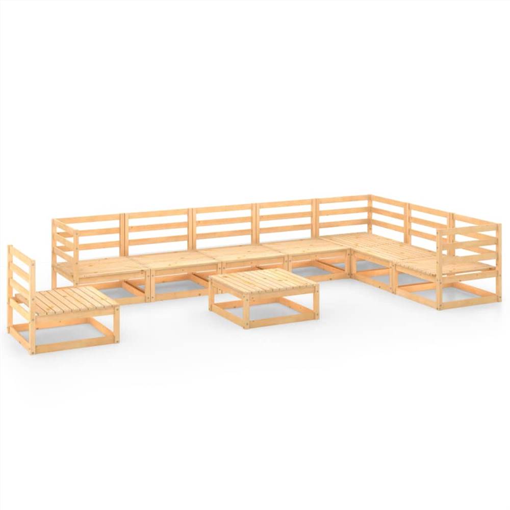 

9 Piece Garden Lounge Set Solid Pinewood