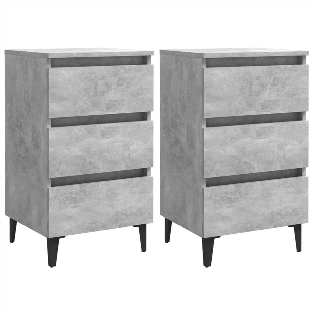 

Bed Cabinet with Metal Legs 2 pcs Concrete Grey 40x35x69 cm