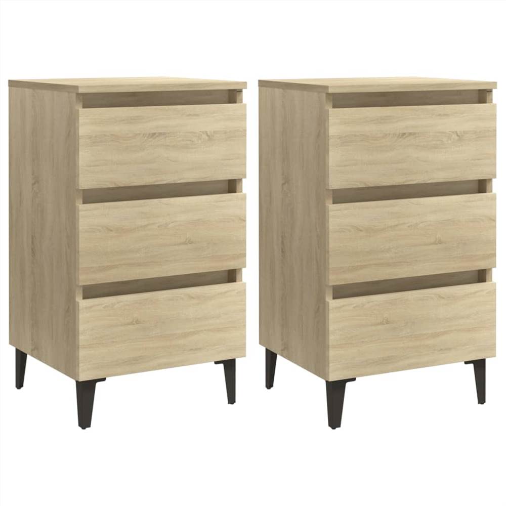 

Bed Cabinet with Metal Legs 2 pcs Sonoma Oak 40x35x69 cm