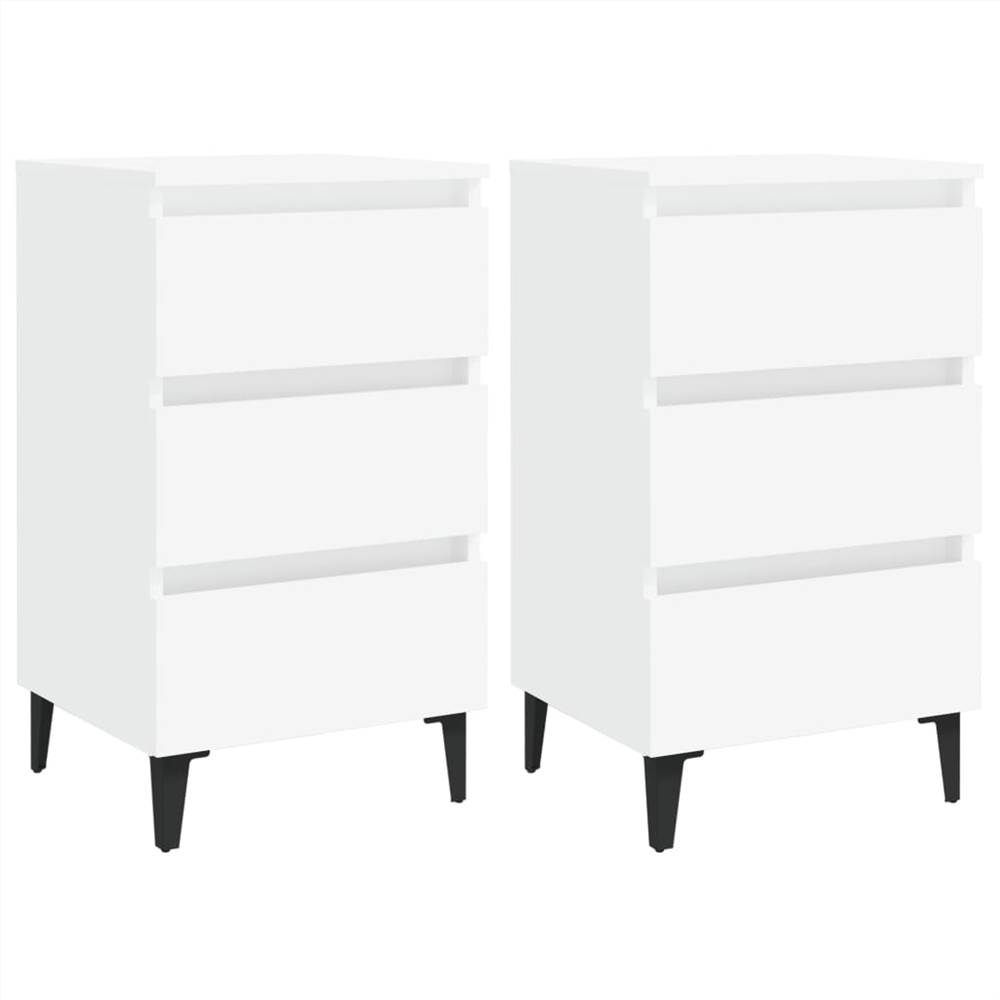 

Bed Cabinet with Metal Legs 2 pcs White 40x35x69 cm