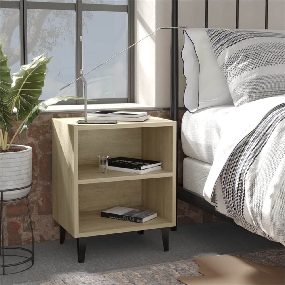 

Bed Cabinet with Metal Legs Sonoma Oak 40x30x50 cm