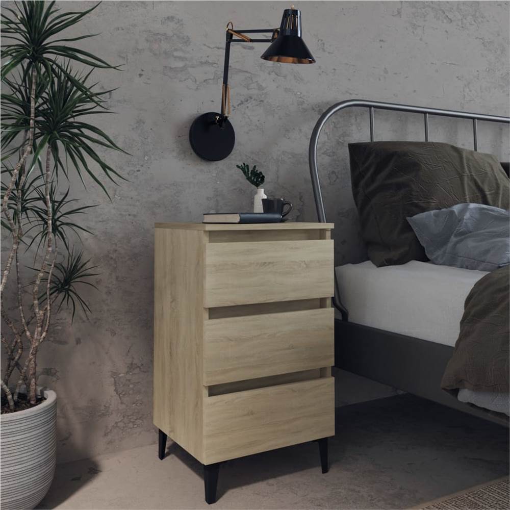 

Bed Cabinet with Metal Legs Sonoma Oak 40x35x69 cm