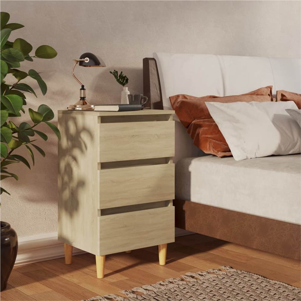 

Bed Cabinet with Solid Wood Legs Sonoma Oak 40x35x69 cm