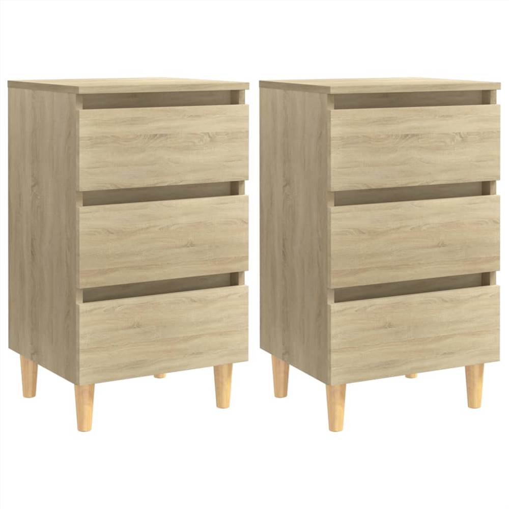 

Bed Cabinets & Solid Wood Legs 2 pcs Sonoma Oak 40x35x69 cm