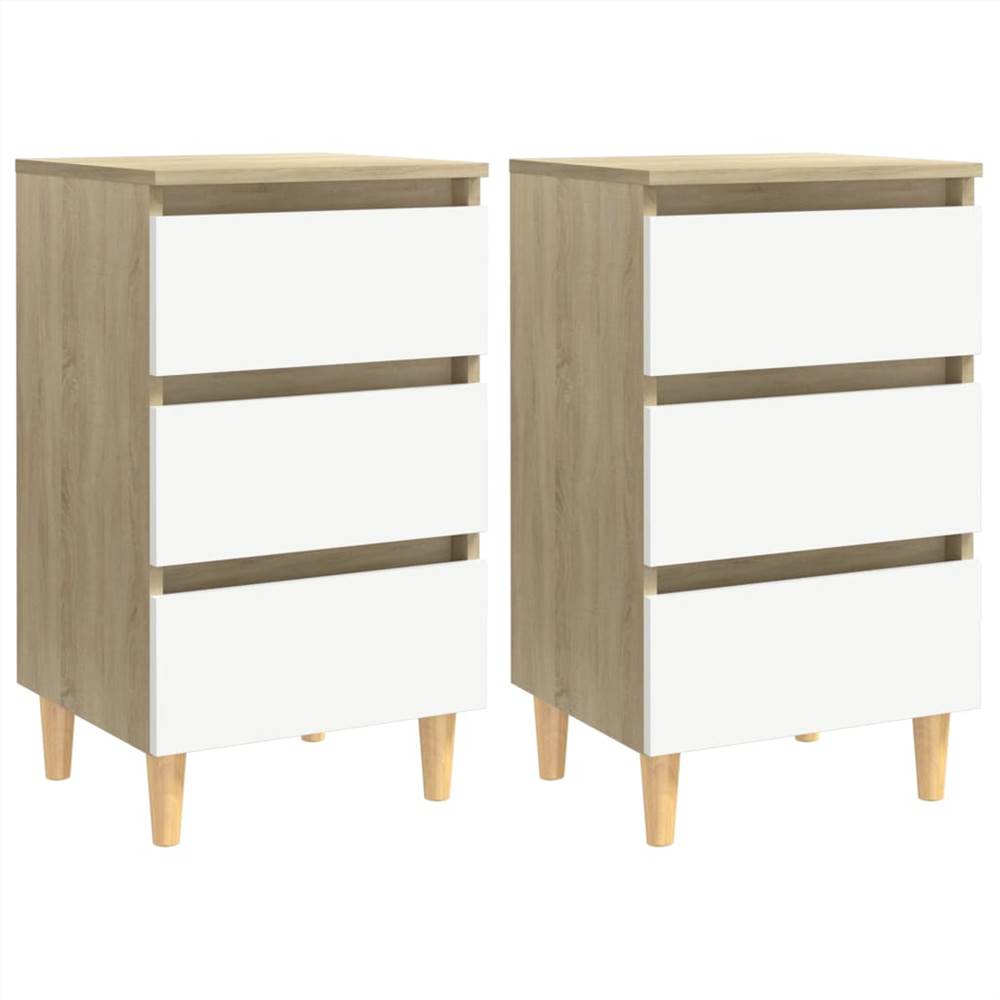 

Bed Cabinets & Wood Legs 2 pcs White & Sonoma Oak 40x35x69cm