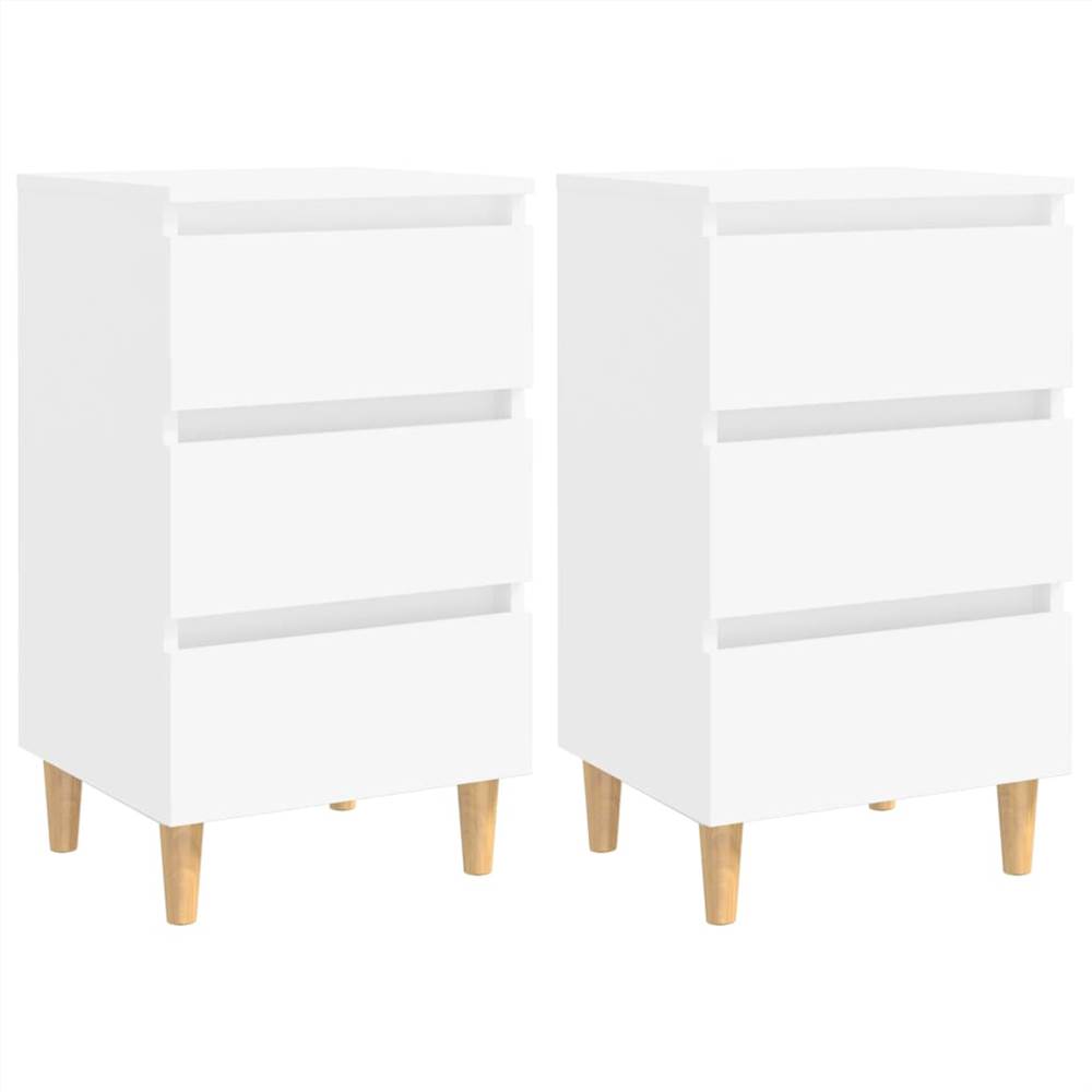

Bed Cabinets with Solid Wood Legs 2 pcs White 40x35x69 cm