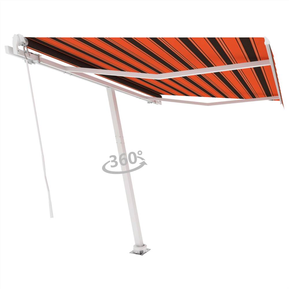 Freestanding Manual Retractable Awning 350x250 cm Orange/Brown