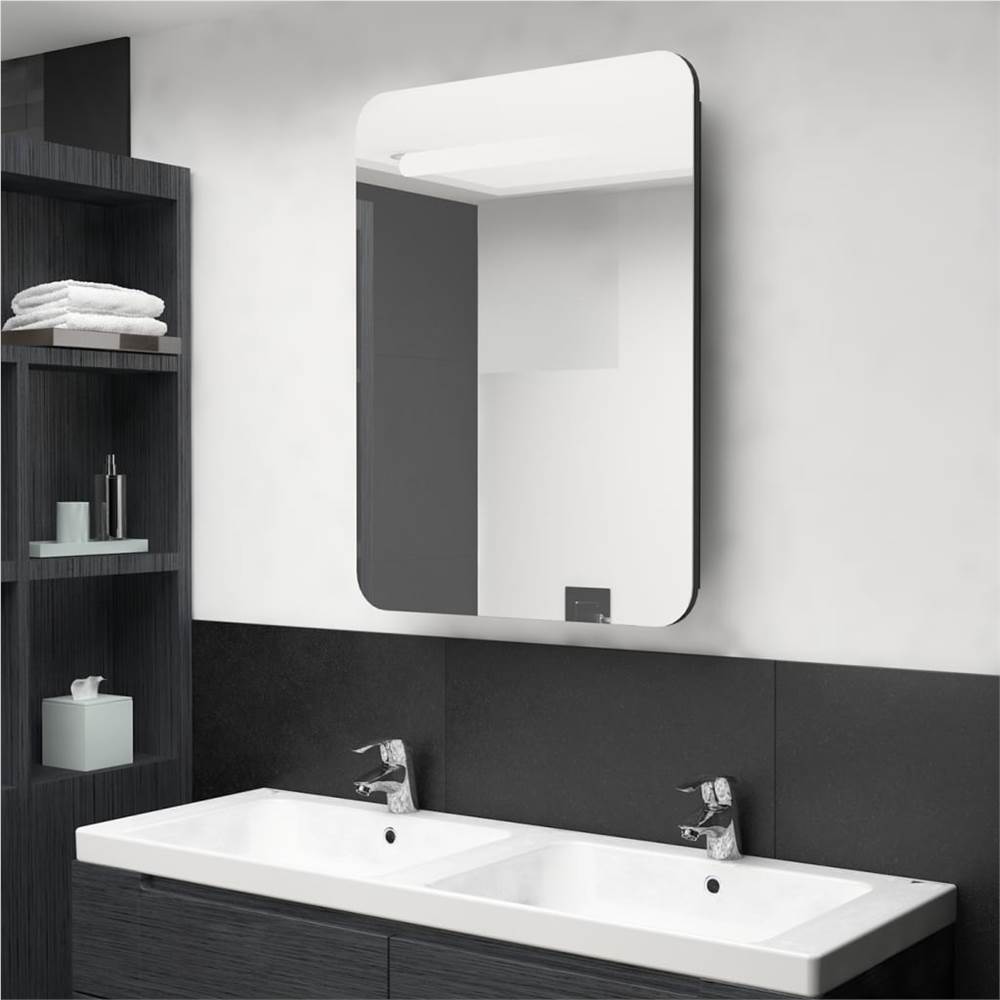 LED Bathroom Mirror Cabinet Black 60x11x80 cm