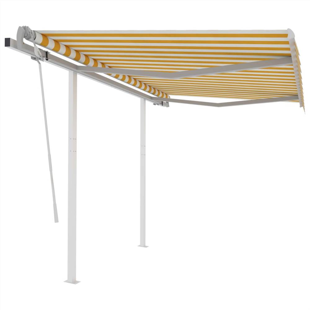 Manual Retractable Awning with Posts 3.5x2.5 m Yellow and White