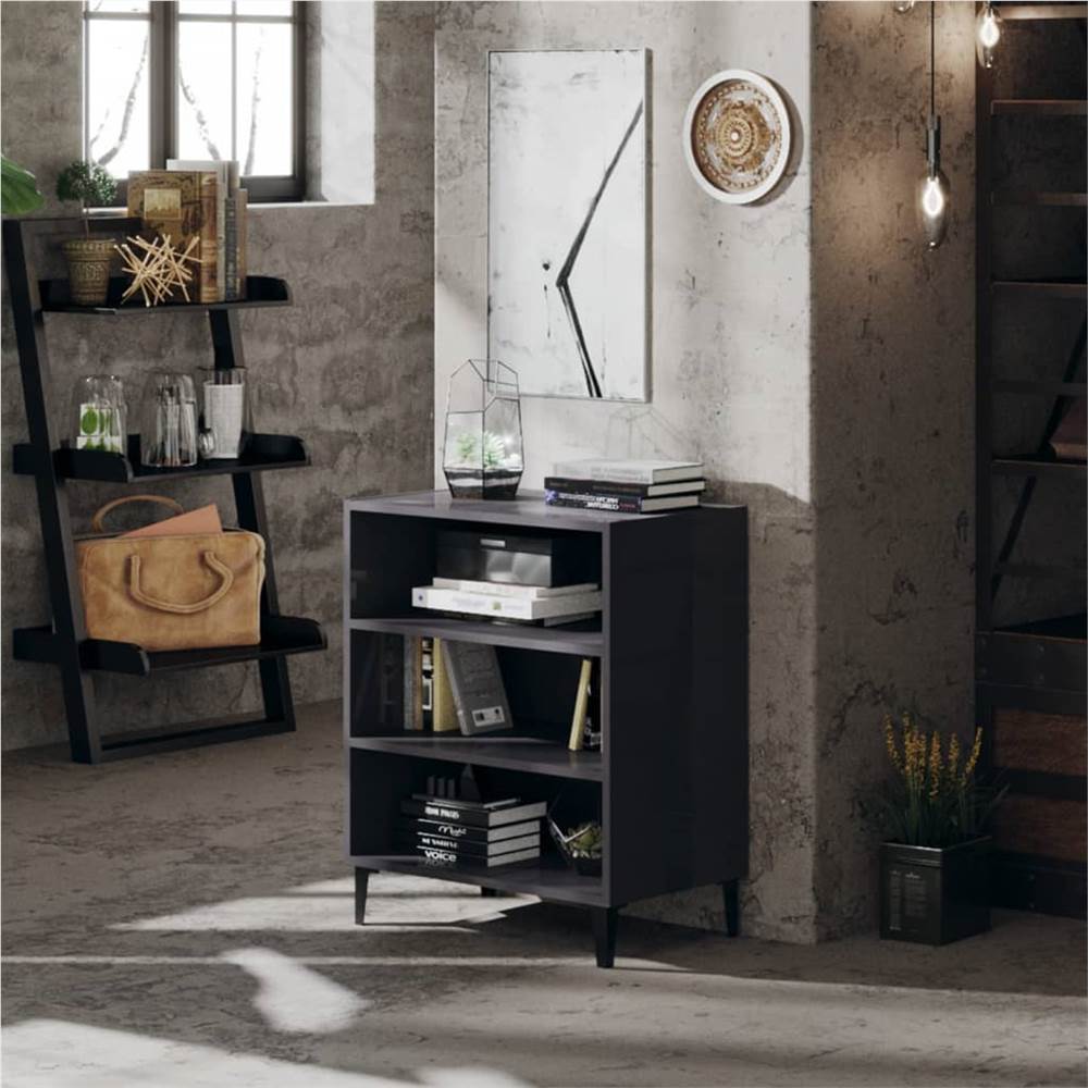 

Sideboard High Gloss Grey 57x35x70 cm Chipboard