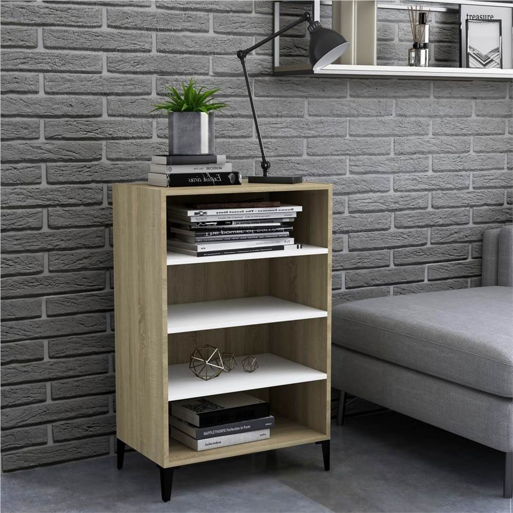 

Sideboard White and Sonoma Oak 57x35x90 cm Chipboard