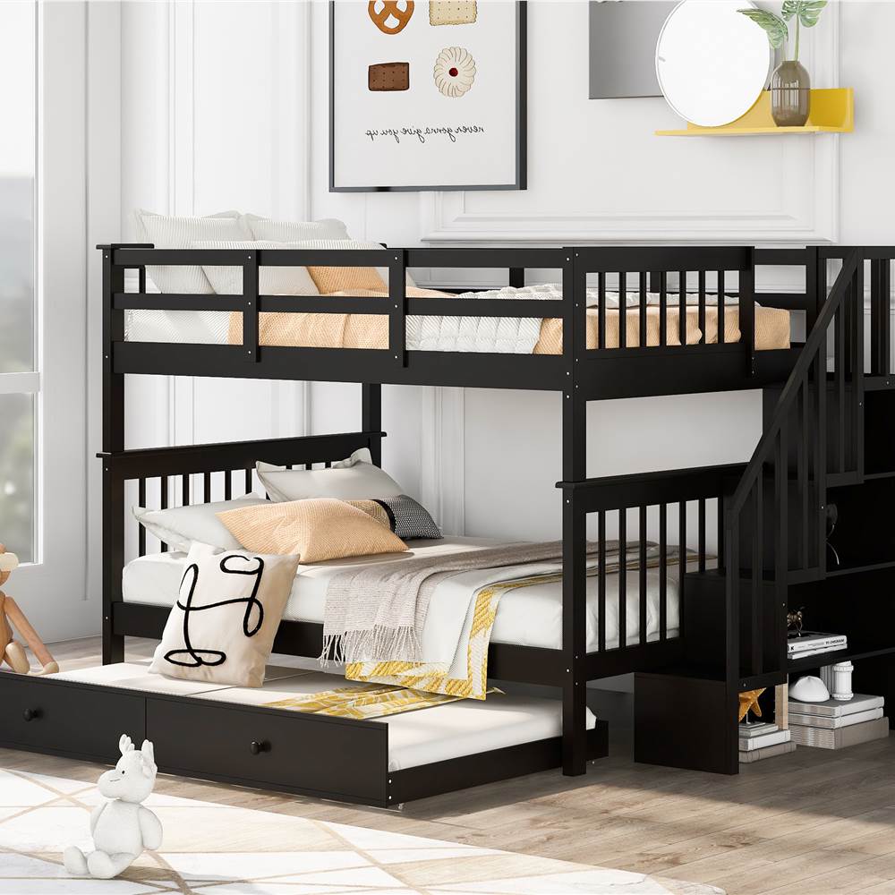 Bunk Bed Frame With Twin Size, Full Over Bunk Bed With Twin Size Trundle