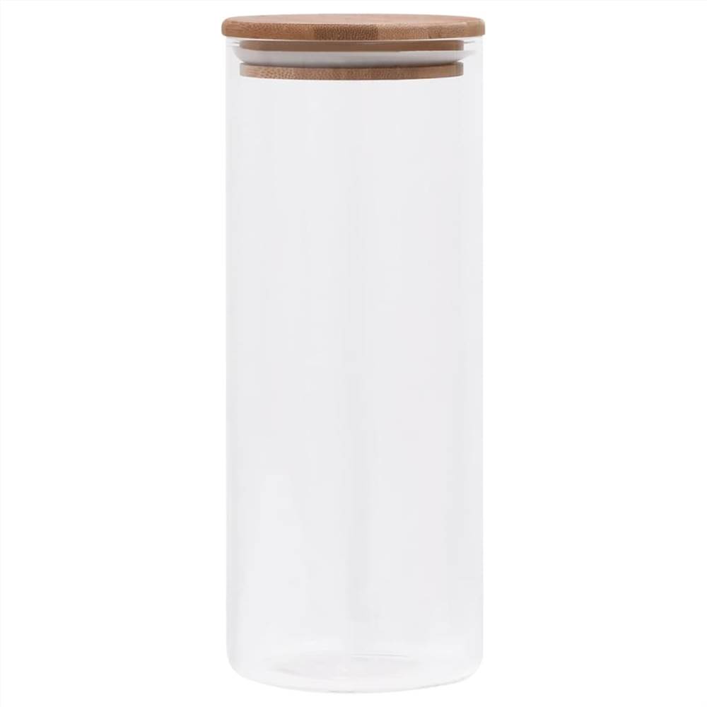 Storage Glass Jars with Bamboo Lid 6 pcs 1000 ml