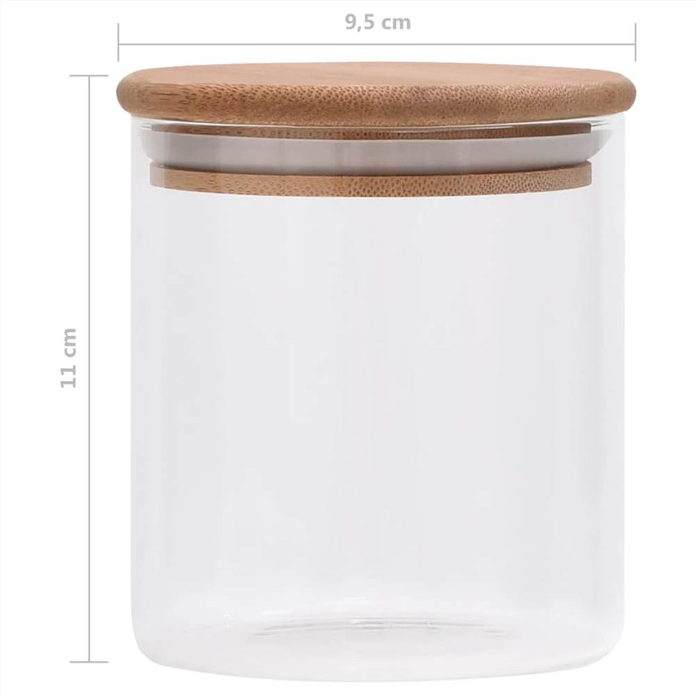 Storage Glass Jars with Bamboo Lid 6 pcs 600 ml
