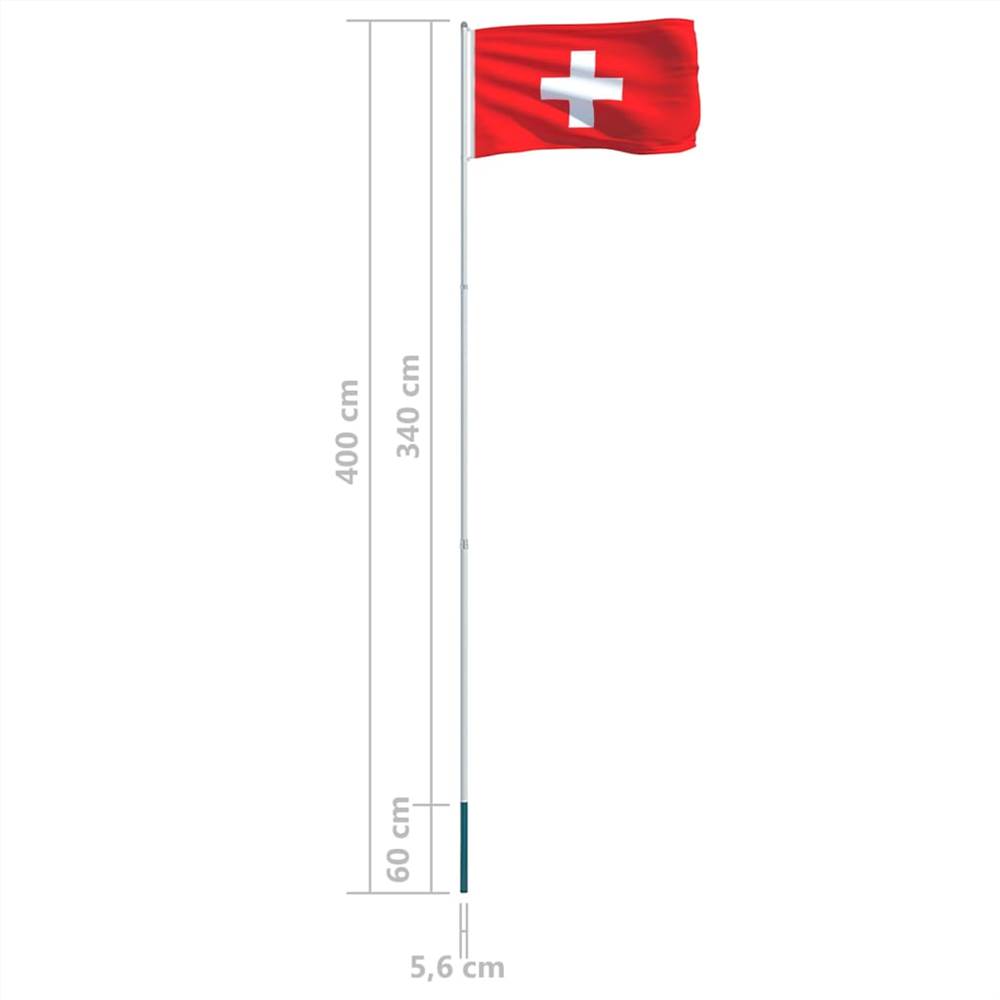 Switzerland Flag and Pole Aluminium 4 m