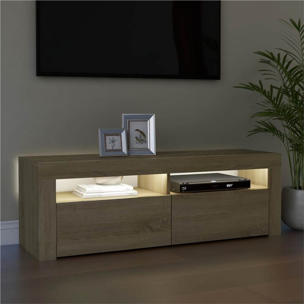 TV with LED Lights Sonoma Oak 120x35x40 cm