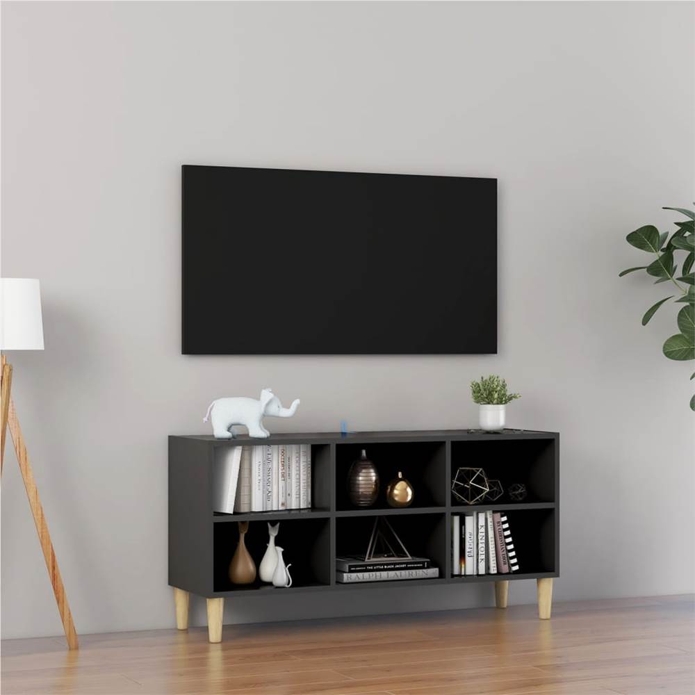 

TV Cabinet with Solid Wood Legs Grey 103.5x30x50 cm