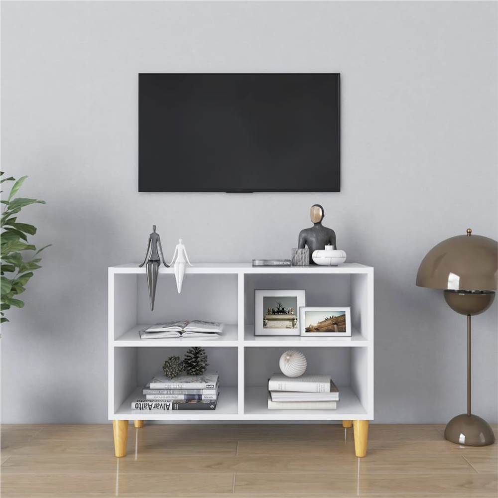 

TV Cabinet with Solid Wood Legs White 69.5x30x50 cm