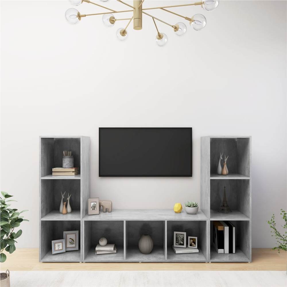 

TV Cabinets 3 pcs Concrete Grey 107x35x37 cm Chipboard