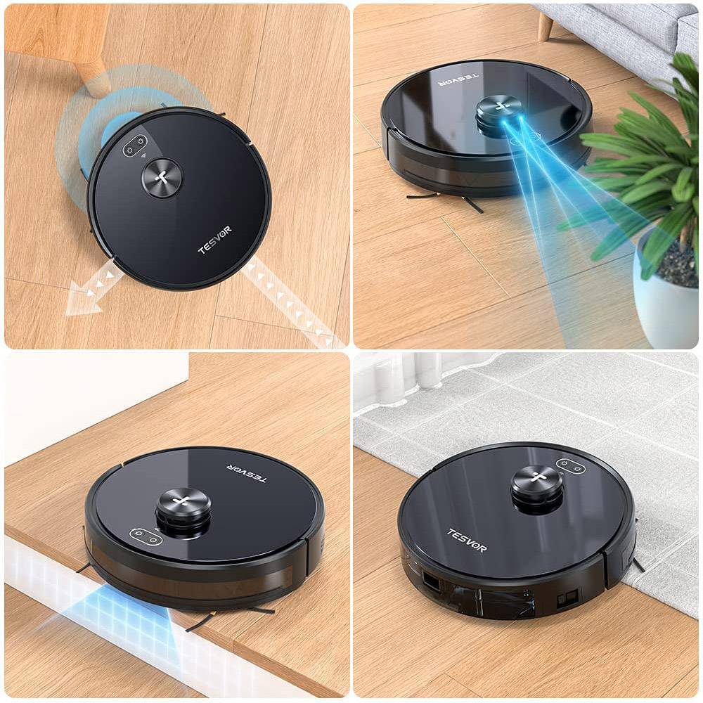 Tesvor S4 Robot Vacuum Cleaner 2200Pa Suction Laser Navigation Black