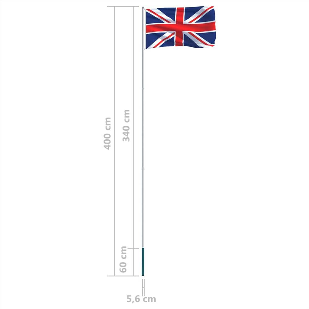 UK Flag and Pole Aluminium 4 m
