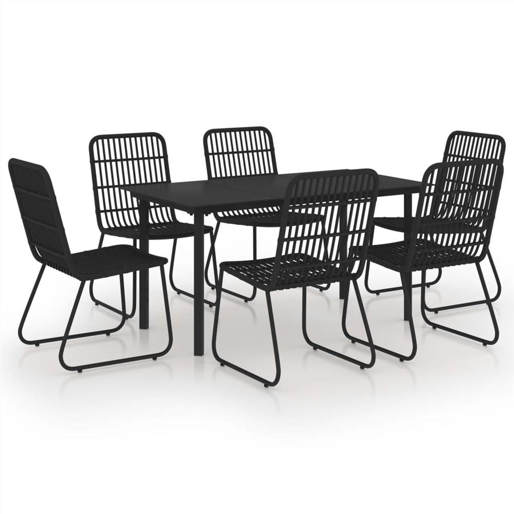

7 Piece Outdoor Dining Set Poly Rattan and Glass