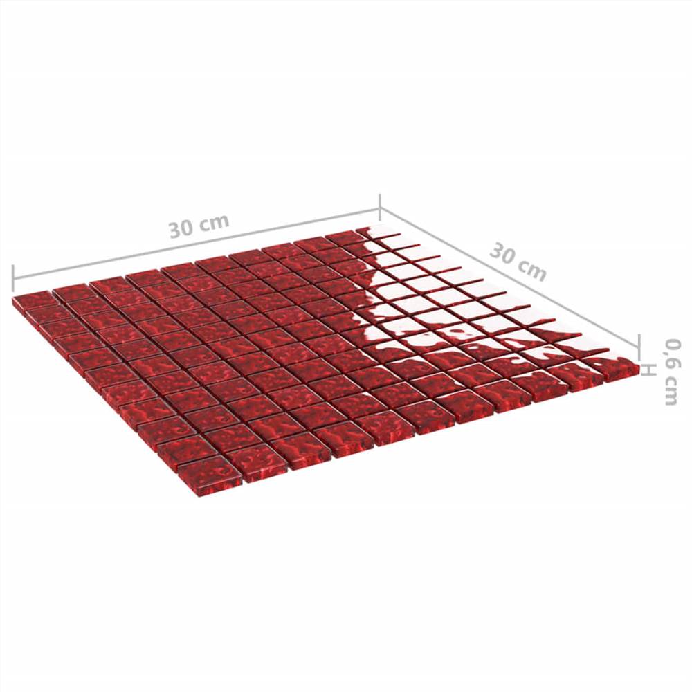 Self-adhesive Mosaic Tiles 11 pcs Red 30x30 cm Glass